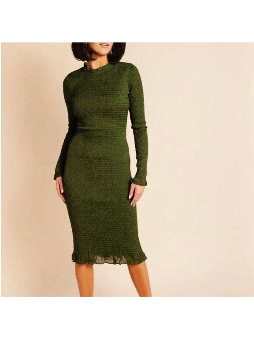 NEW Rachel Parcell Green Long Sleeve Smocked Bodycon Dress Party Cocktail Sz XXL